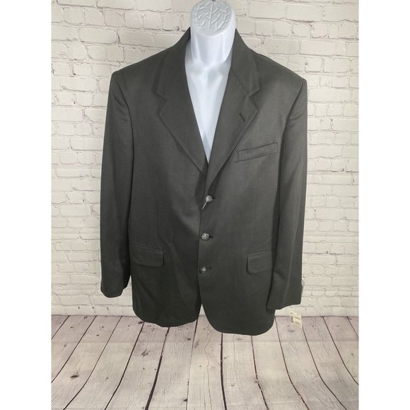 VTG NWT Bill Robin Son Black Polyester Micro Fiber 3 Button Jacket Blazer 44L - Picture 1 of 13